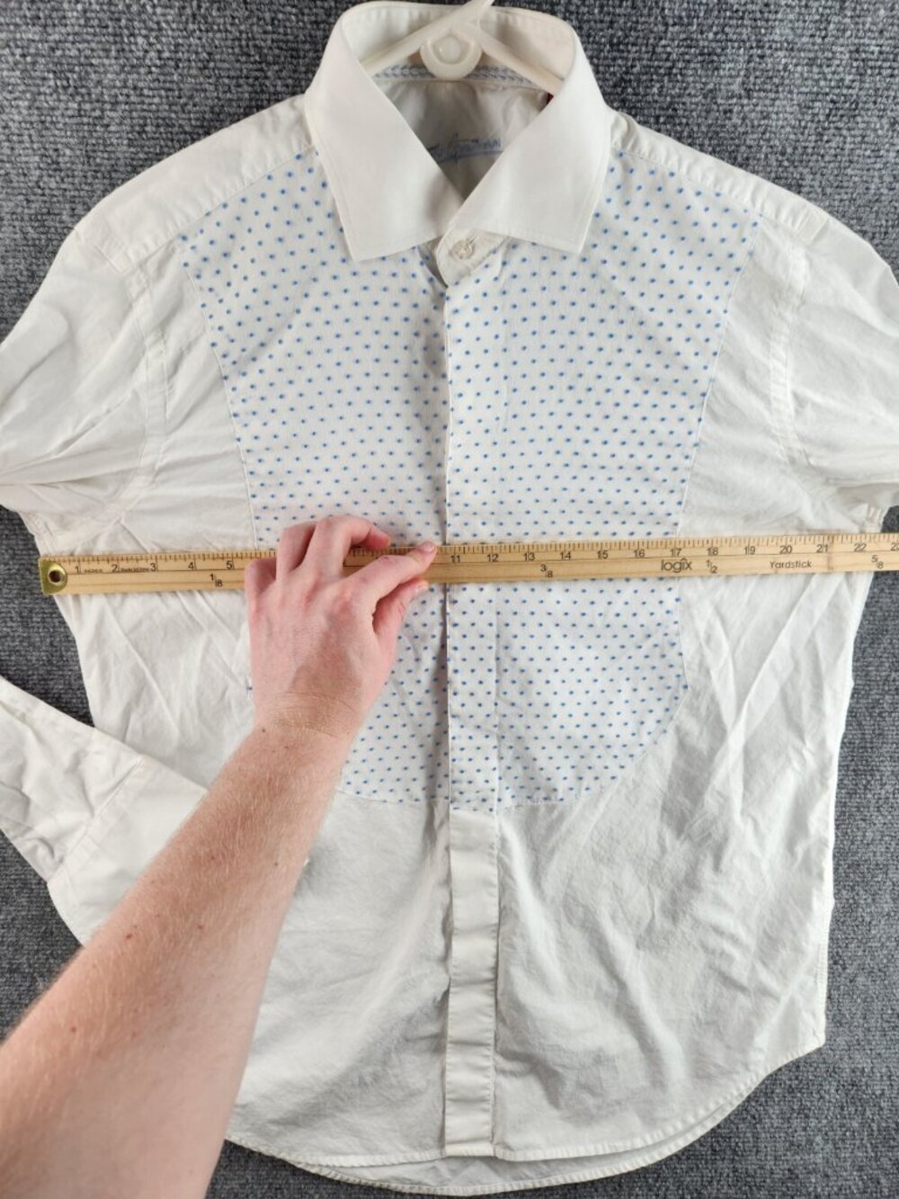 Robert Graham 42 16.5 White Blue Polka Dot Long Sleeve Button Up Shirt Cotton - Picture 13 of 16